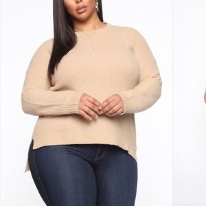 Ambiance Classic Beige Crew Neck Sweater